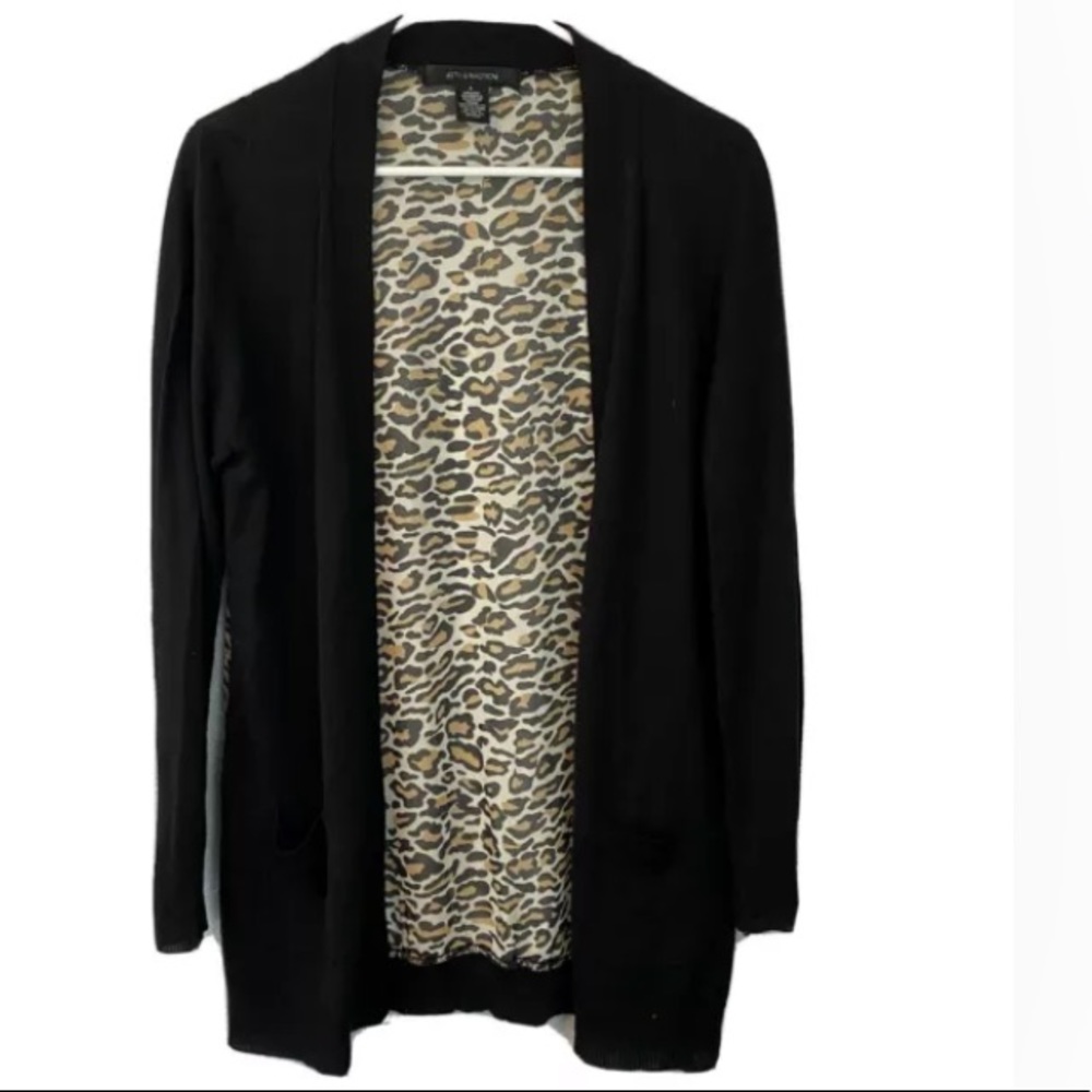 89th & madison cardigan leopard print sheer back
